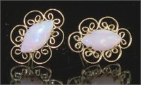 14kt Gold White Opal Earrings