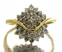 14kt Gold Brilliant 1/2 ct Diamond Cluster Ring