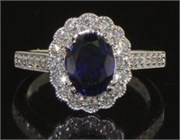 14K Gold 2.20 ct Sapphire & Diamond Ring