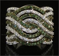 Natural 1.00 ct Green & White Diamond Ring