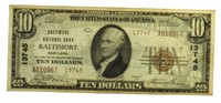 Series 1929 Baltimore $10 National Currency Note