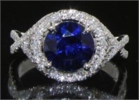 14kt Gold 2.95 ct Sapphire & Diamond Ring
