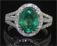 14kt Gold Oval 2.75 ct Emerald & Diamond Ring
