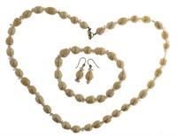 Freshwater Pearl Earrings, Bracelet & Necklace Set