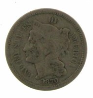 1870 Liberty Head 3 Cent Nickel