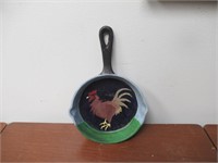 Cast Iron Pan with hand Painted Rooster