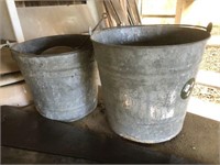 2 galvanized buckets
