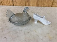 Hen on Nest and china shoe
