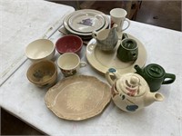 Ceramic plates, bowls, and teapots