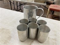 Alumium pitcher and glasses