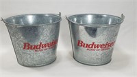 Lot of 2 "Budweiser" Galvanized Beer Buckets