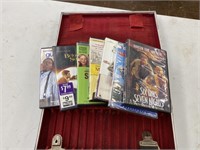 Cassete case and DVDs