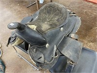 Saddle-black leather, suede seat