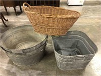 Wash Tubs and Basket