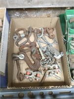 Tray of clevis hooks, pins etc.