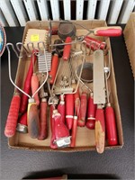 Vintage Kitchen Utensils - Red Handles