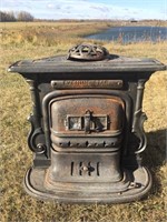 Decorative wood stove & 2 Cast Iron Frying Pans
