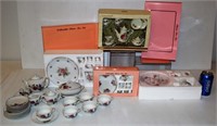 4 Tea Sets w Rose Decorations in Boxes