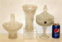 2 Evita Lead Crystal - Vase & Basket + Dish