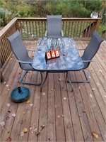 glass patio table with chairs