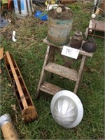 Vintage oil Cans ~ Ladder  ~ Hat & Nail Box