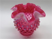 Cranberry Fenton Glass Vase 4 1/2"