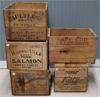 Group of 5 Antique Advertising Crates