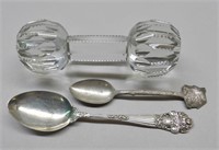 2 Spoons & Crystal Knife Rest