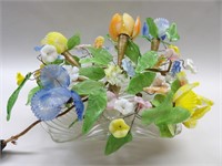 Vintage Glass Flower Arrangement Lamp
