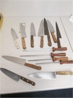 Lot of Vintage Chef Knives & Knife Sharpeners