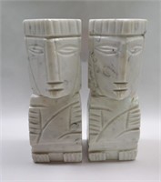 Pair of Marble Mayan Figures