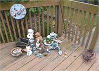 Large Lot of Garden Statues, Duck Thermometer, &