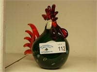 Glass Rooster Paper Weight