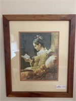 Print of Victorian lady framed in hand crafted