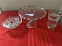 3 pattern glass items 2 cake plates and spooner