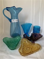 6 unmatched pieces of colored glass, 1 Blinko