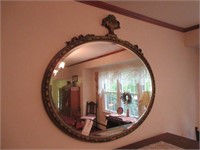 Oval Beveled Mirror w/ Gilded Frame