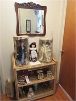 Wicker Shelf & Oak Mirror (Upstairs Hall)