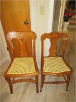 2 Caned Seated Chairs (Birdseye Maple &