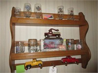 Toys & Glassware on Shelf (shelf not for sale)