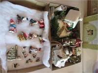 2 Boxes: Christmas Village & Accessories