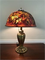 Reverse Painted 18" Diameter Period Table Lamp