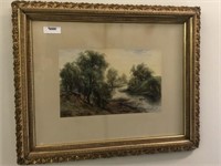 J.W. Gray Watercolor Painting of River Landscape