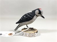 Hazel Tyrrell Male Downy Woodpecker Bird Carving