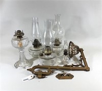 5 Oil Lamps and a Wall Bracket