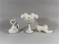 3 Pieces of Hand Painted Fenton Glass