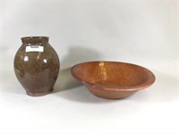 Two Pieces of Redware Pottery