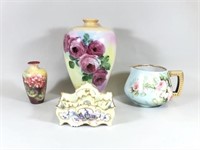 4 Pieces of Hand Painted Ceramics & Glass