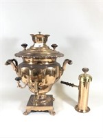 Fancy Plated Coffee Urn w/ Wooden Handles & Knobs