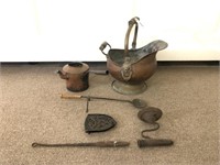 Copper & Brass Coal Hopper & Other Early Tools